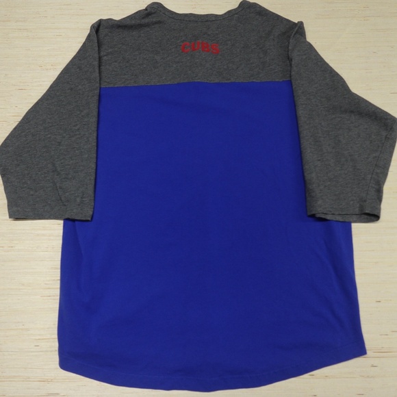 Nike Chicago Cubs Dri-Fit Henley 3/4 Sleeve Shirt XXL Blue/Gray - Picture 3 of 5